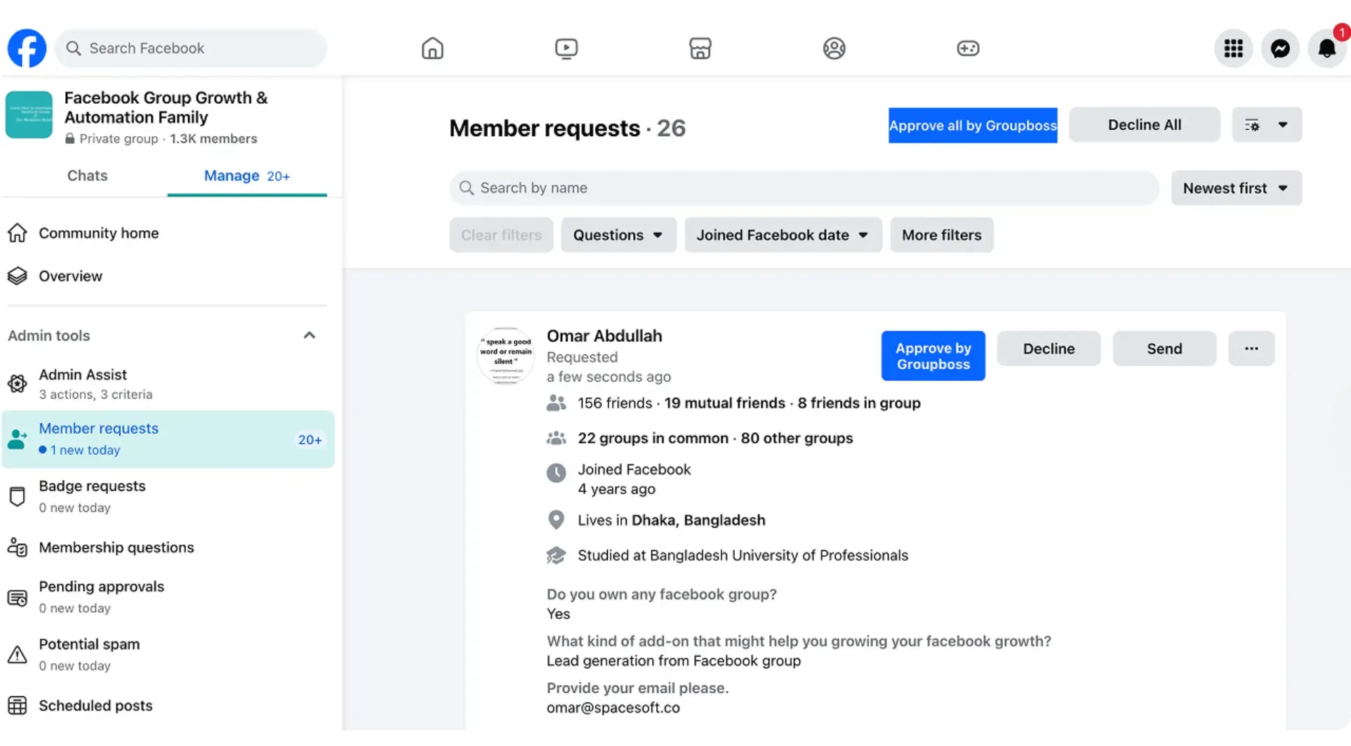 Approve Members with Groupboss